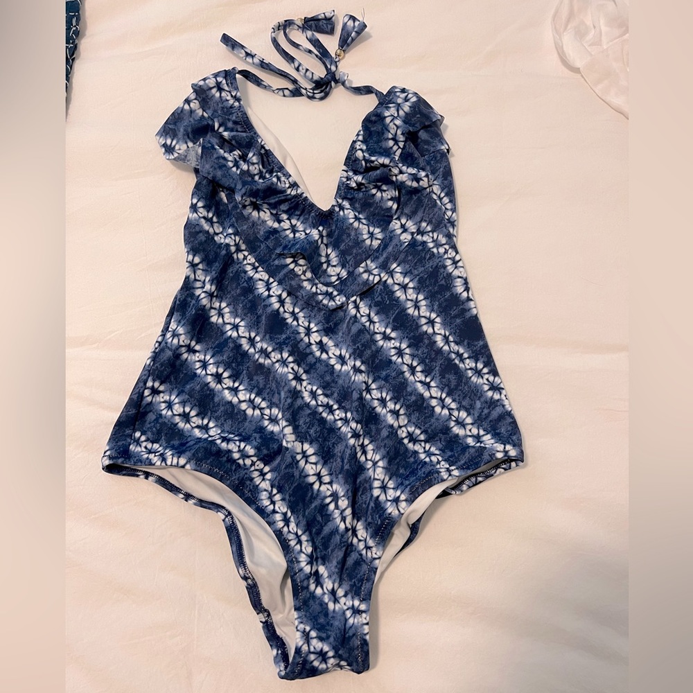 Victoria’s Secret Blue White Tie-Die One Piece Swimsuit